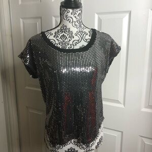 Just Ginger Gray Sliver Sparkle Blouse S